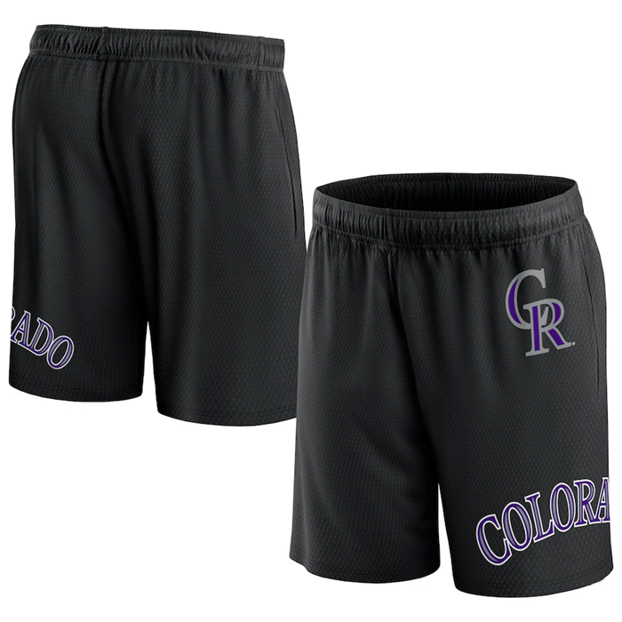 Men's Colorado Rockies Black Clincher Mesh Shorts - Click Image to Close